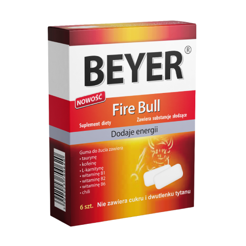 Fire Bull - žuvačky na zvýšenie energie, 6 žuvačiek