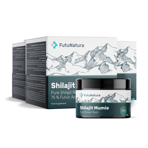 3x Shilajit Mumie živica – 75 % kyseliny fulvovej, spolu 90 g