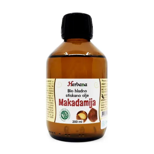 Olej makadamie, studený lisovaný, 200 ml.
