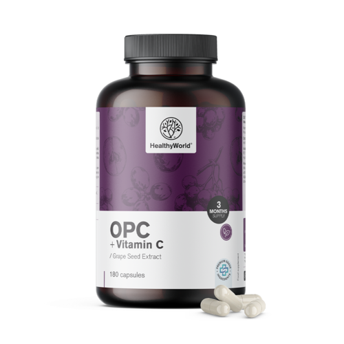 OPC – z hroznových jadierok + vitamín C, 180 kapsúl