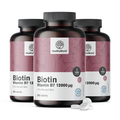 3x Biotín 12000 µg, spolu 1095 tabliet