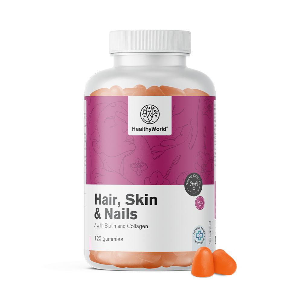 Hair, Skin & Nails – gumíky s príchuťou citrusov pre vlasy, pokožku a nechty.