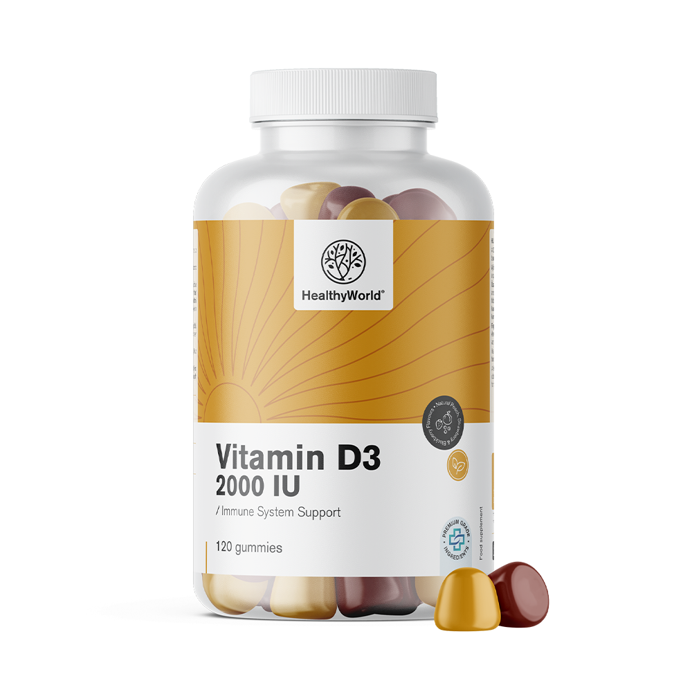 Vitamín D3 2000 IU vo forme gumíkov.