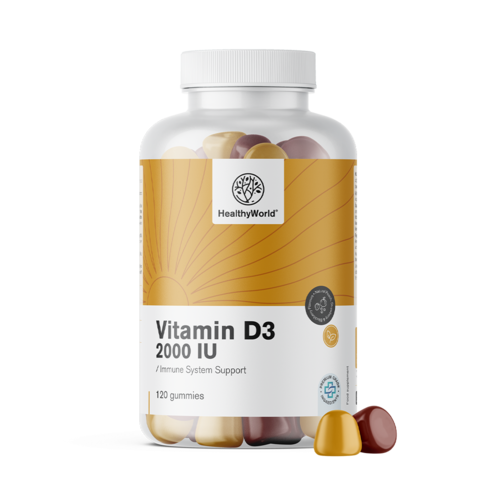 Vitamín D3 2000 IU vo forme gumíkov.