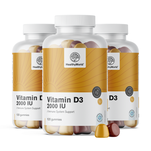 3x Vitamín D3 2000 IU, spolu 360 gumíkov