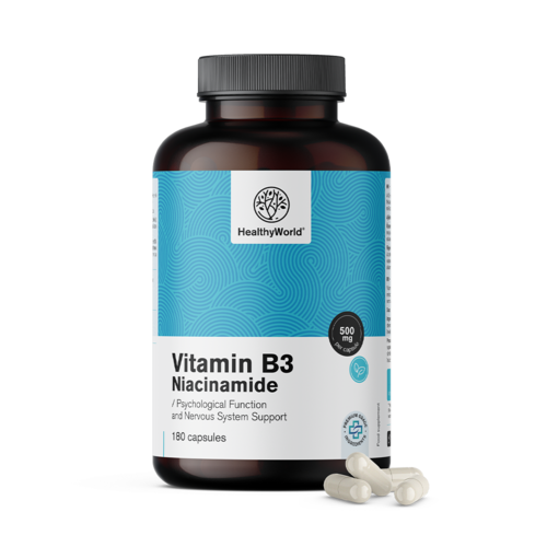 Vitamín B3 500 mg – niacínamid, 180 kapsúl