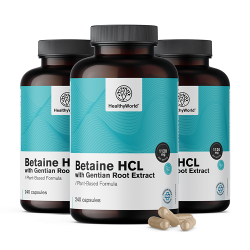 3x Betaín HCL 1120 mg, spolu 720 kapsúl