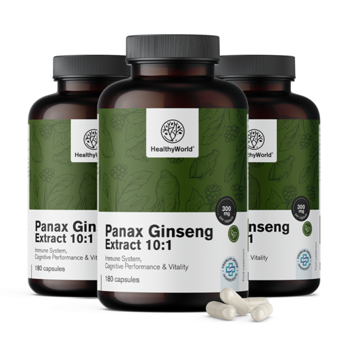 3x Panax Ginseng 300 mg - extrakt zo ženšenu 10:1, spolu 540 kapsúl