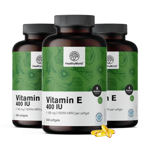 3x Vitamín E 400 IU, spolu 720 mäkkých kapsúl