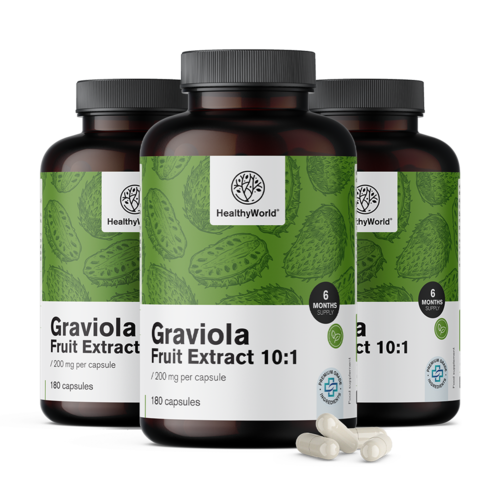 3x Graviola 200 mg - extrakt 10:1, spolu 540 kapsúl