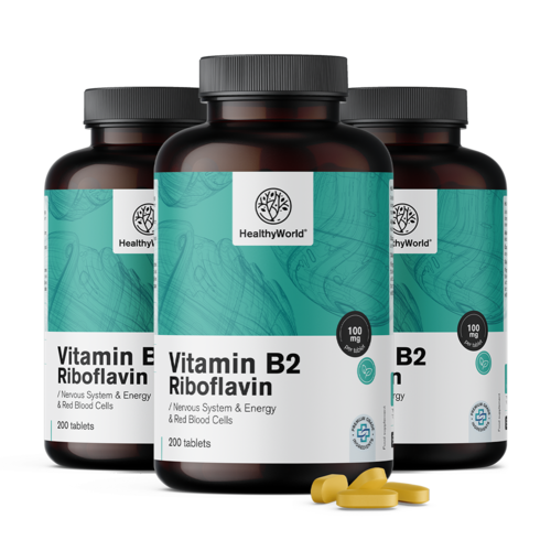 3x Vitamín B2 - riboflavín 100 mg, spolu 600 tabliet