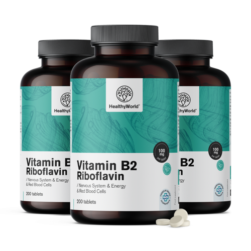 3x Vitamín B2 - riboflavín 100 mg, spolu 600 tabliet