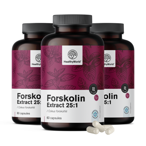 3x Forskolin - z extraktu indickej žihľavy 20 mg, spolu 180 kapsúl