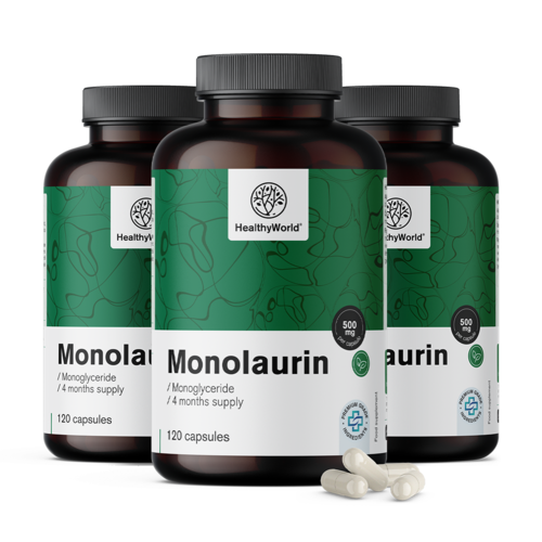3x Monolaurín 500 mg, spolu 360 kapsúl