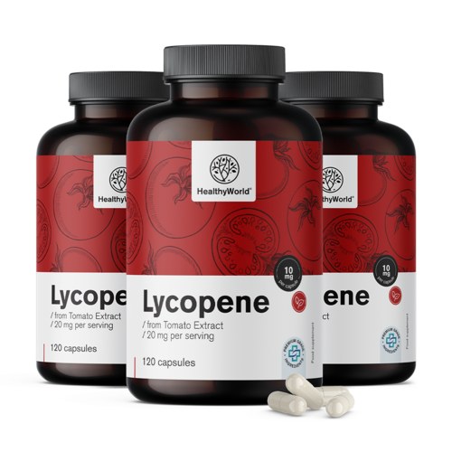 3x Lykopén 10 mg - z extraktu paradajky, spolu 360 kapsúl