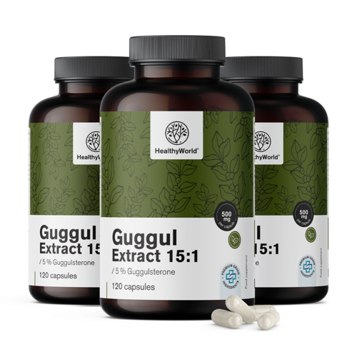 3x Guggul 500 mg - extrakt 15:1, spolu 360 kapsúl