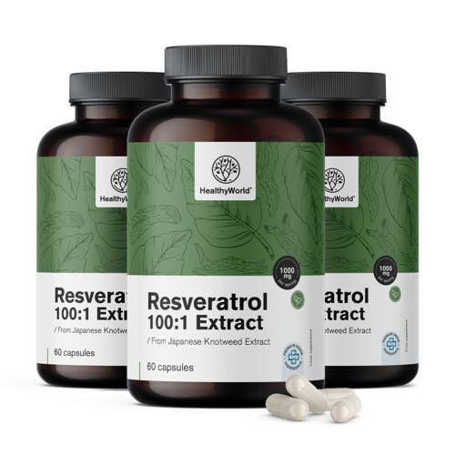 3x Resveratrol 1000 mg – extrakt 100:1, spolu 180 kapsúl