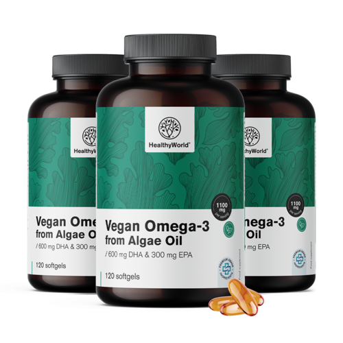 3x Vegánske omega-3 1100 mg - z rias, spolu 360 mäkkých kapsúl