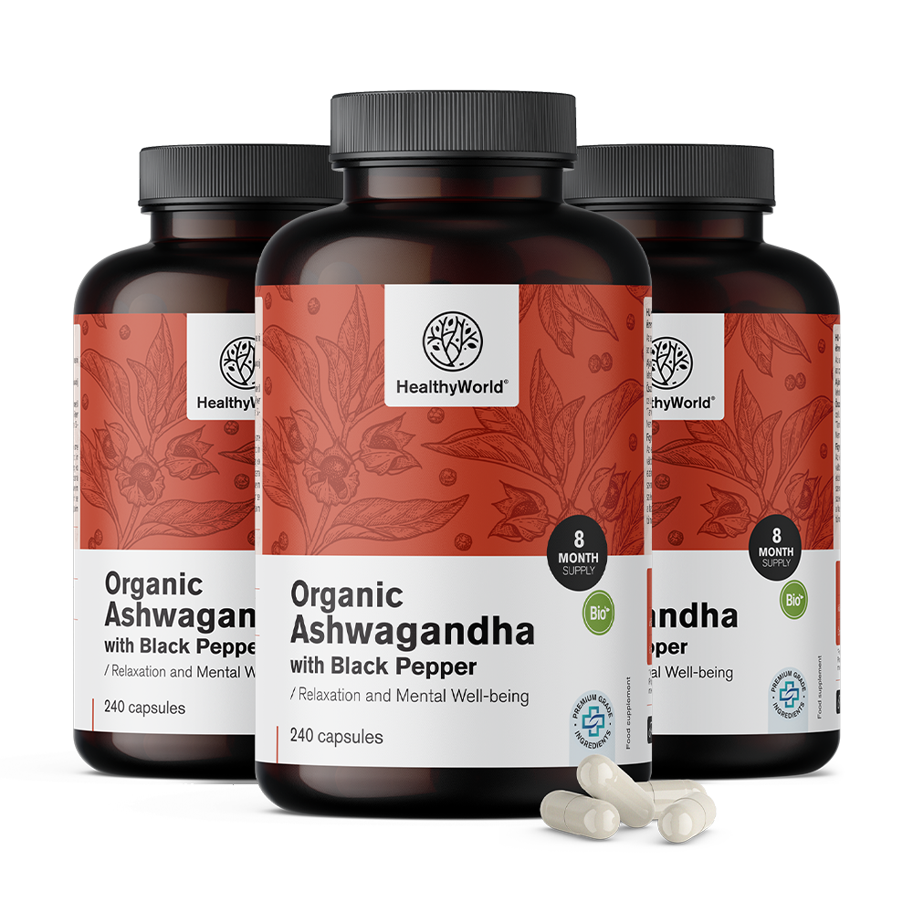 3x BIO Ashwagandha s čiernym korením BIO Ašvaganda s črnim poprom