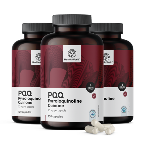 3x PQQ - Pyrrolochinolín chinón 20 mg, spolu 360 kapsúl