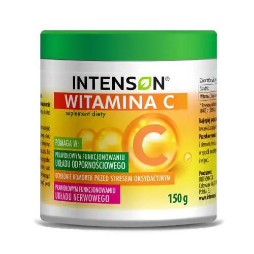 Vitamín C vo forme prášku.