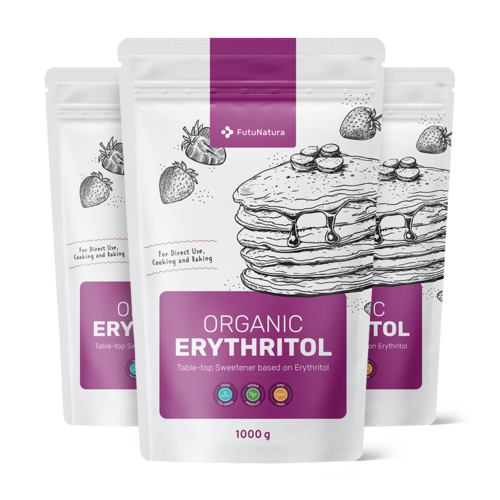 3x BIO Erytritol, prírodné sladidlo, spolu 3000 g