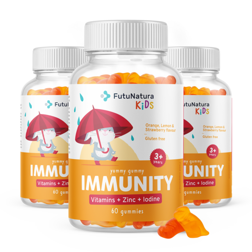 3x IMMUNITY - Gumíky pre deti na imunitu, spolu 180 gumových bonbónov