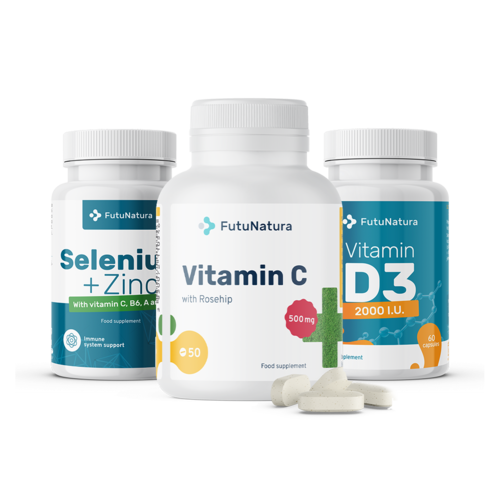 Imun komplet: vitamín C + D3 + selén + zinok, sada