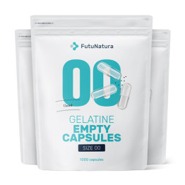 3x Prázdne kapsuly 00 - želatínové, spolu 3000 kapsúl
