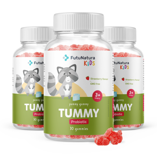 3x TUMMY - Gumíky na trávenie pre deti, spolu 90 gumových bonbónov