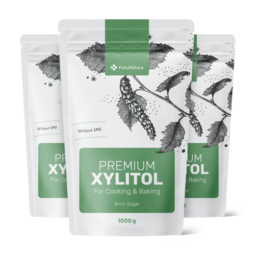 3x Xylitol – brezový cukor, spolu 3000 g