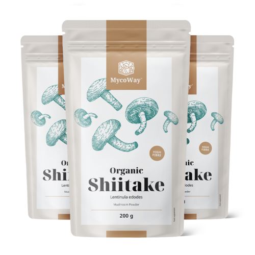 3x BIO Shiitake v prášku, spolu 600 g