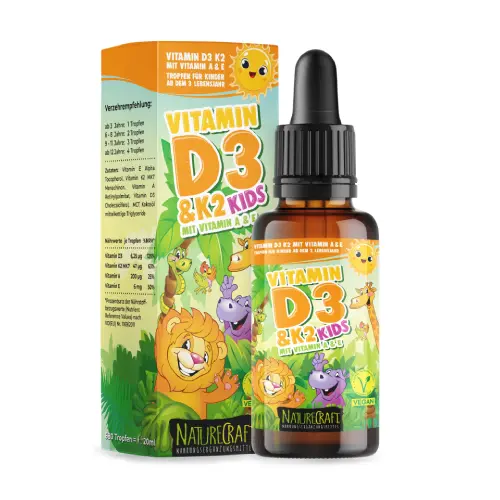 Vegánske vitamíny D3 + K2 v kvapkách – pre deti