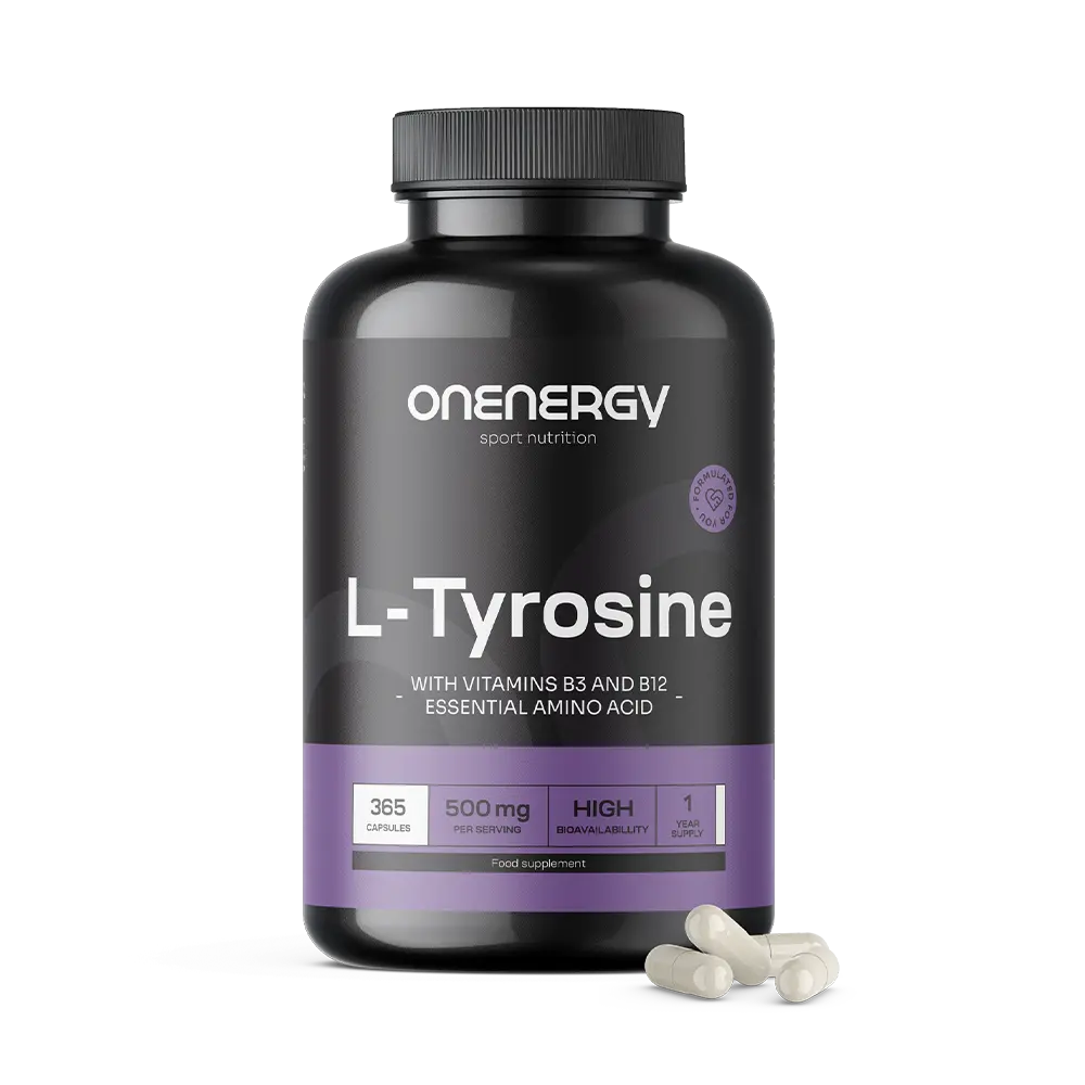 L-Tyrozín 500 mg s vitamínmi B3 a B12.