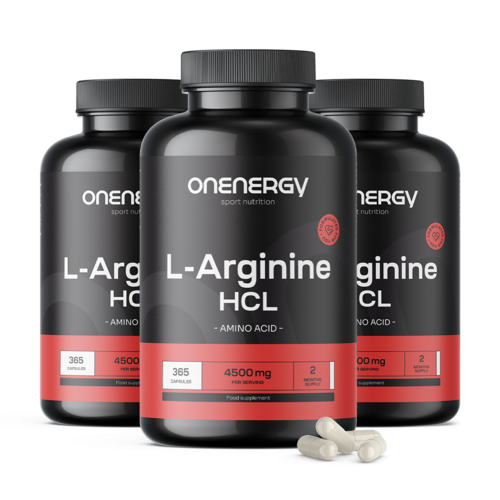 3x L-arginín HCL 4500 mg, spolu 1095 kapsúl
