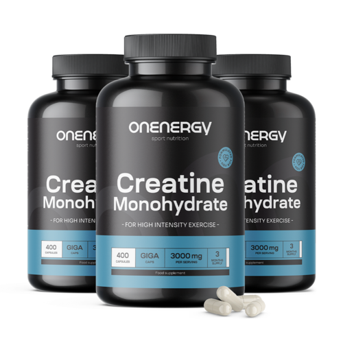 3x Kreatín monohydrát 3000 mg GIGA CAPS, spolu 1200 kapsúl
