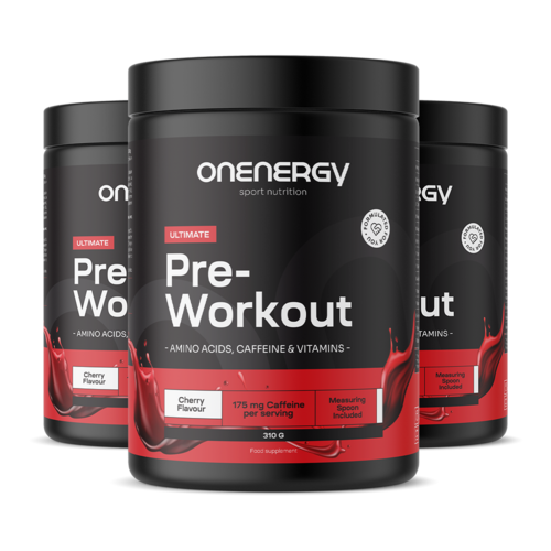 3x Pre-Workout - prášok na prípravu nápoja, spolu 930 g