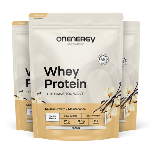 3x Whey srvátkové proteíny – vanilka, spolu 3000 g