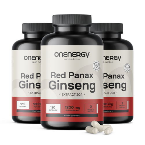 3x Red Panax Ginseng - extrakt z červeného ženšenu 1200 mg, spolu 360 kapsúl