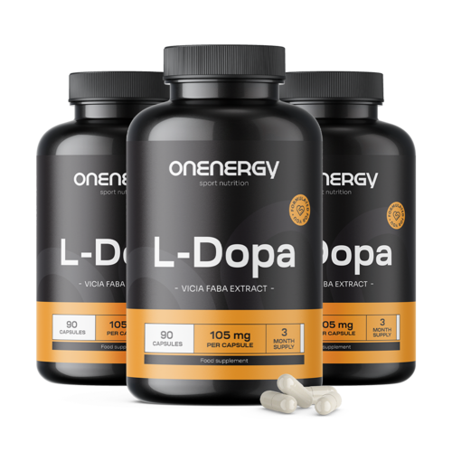 3x L-dopa 105 mg - z extraktu bôbu, spolu 270 kapsúl