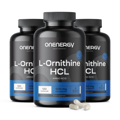 3x L-ornitín HCL 500 mg, spolu 360 kapsúl
