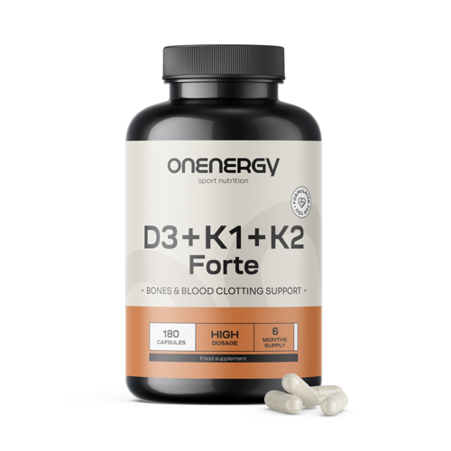 Vitamíny D3 + K1 + K2 FORTE, 180 kapsúl