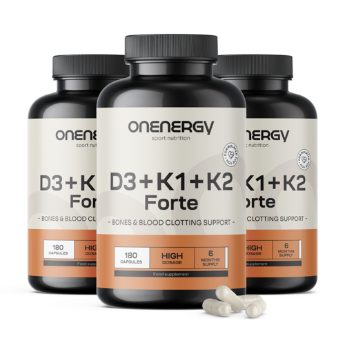 3x Vitamíny D3 + K1 + K2 FORTE, spolu 540 kapsúl