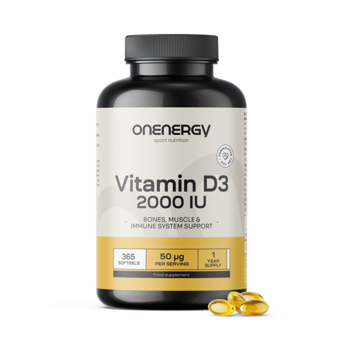 Vitamín D3 2000 IU, 365 mäkkých kapsúl