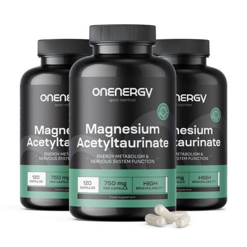 3x Acetyltaurinát horečnatý 750 mg, spolu 360 kapsúl