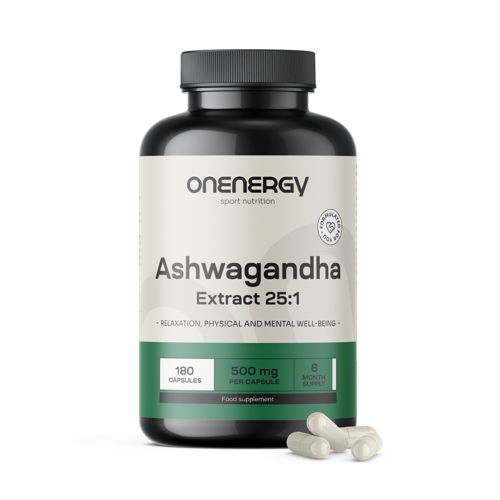 Ashwagandha 500 mg – extrakt 25:1, 180 kapsúl