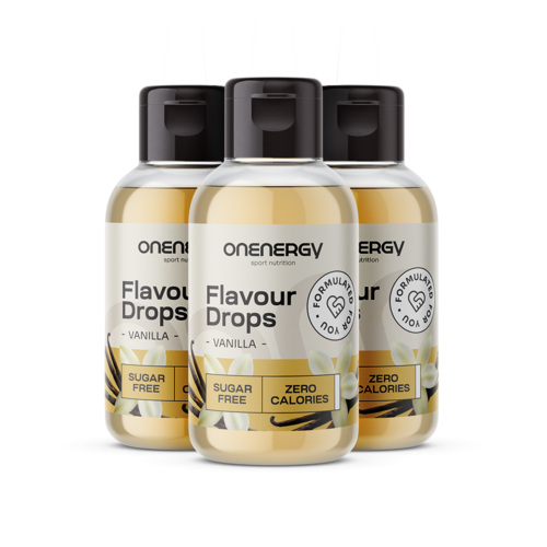 3x Flavour Drops kvapky so sladidlom – vanilka, spolu 150 ml