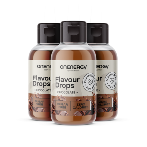 3x Flavour Drops kvapky so sladidlom – čokoláda, spolu 150 ml