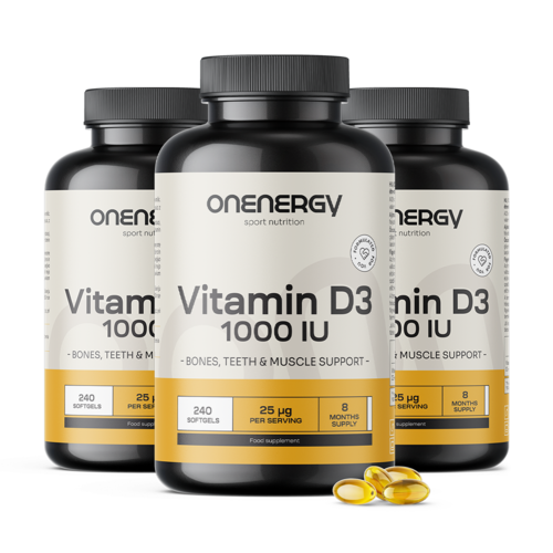 3x Vitamín D3 1000 IU, spolu 720 mäkkých kapsúl