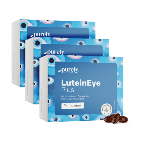 3x LuteinEye Plus – komplex s luteínom a zeaxantínom, spolu 90 mäkkých kapsúl